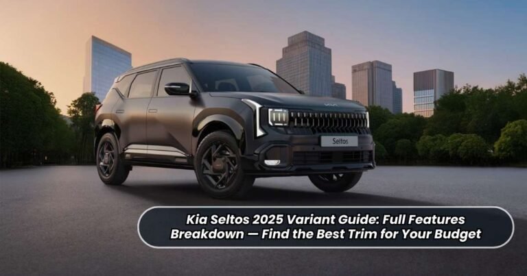 Kia Seltos 2025 model lineup showing variants and features, highlighting exterior design, interior upgrades, safety features, and budget-friendly trim options.